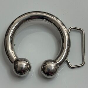 Unique‎ Horseshoe Ball Buckle Belt Buckle Silver Tone Metal Heavy Duty